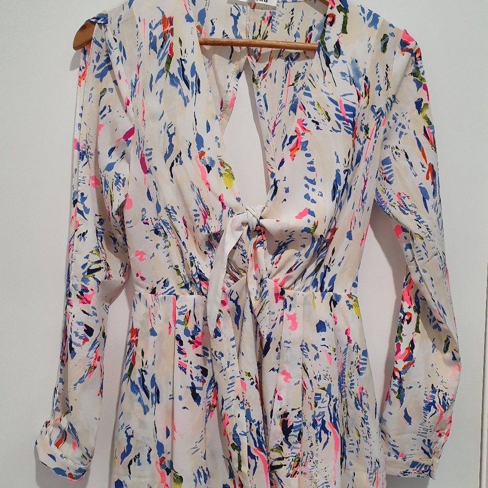 NuClad size small white/neon long sleeve playsuit - Picture 2 of 7